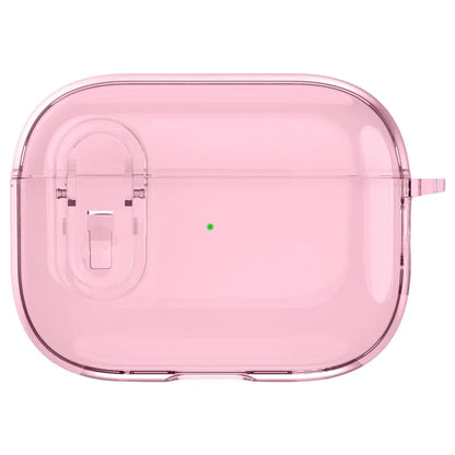 For Apple AirPods Pro Bluetooth Earphone Case PC + TPU Crystal Clear Cover with Hanging Buckle