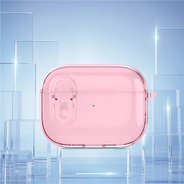 For Apple AirPods Pro Bluetooth Earphone Case PC + TPU Crystal Clear Cover with Hanging Buckle