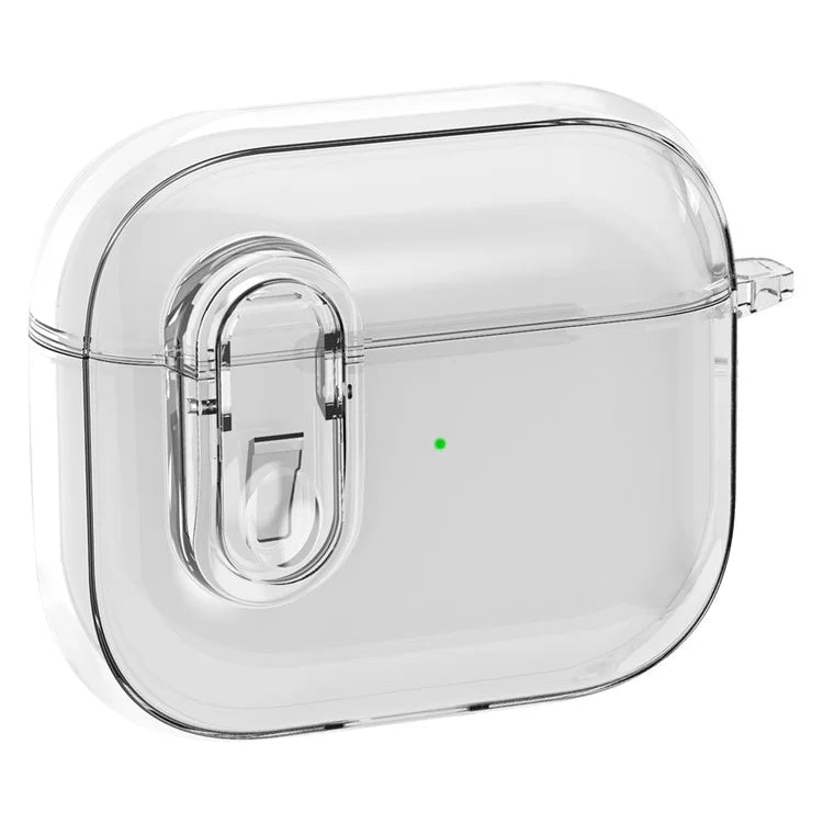 For Apple AirPods 3 Earphone Case PC + TPU Anti-drop Clear Earbud Cover with Hanging Buckle