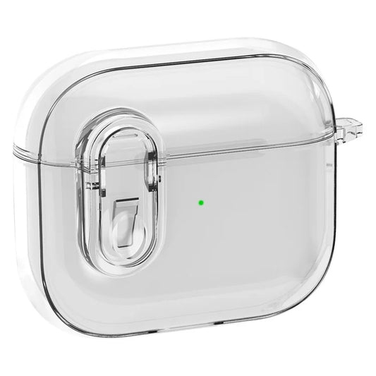 For Apple AirPods 3 Earphone Case PC + TPU Anti-drop Clear Earbud Cover with Hanging Buckle