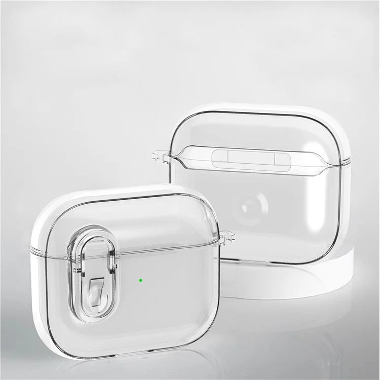 For Apple AirPods 3 Earphone Case PC + TPU Anti-drop Clear Earbud Cover with Hanging Buckle