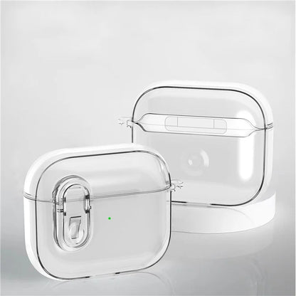 For Apple AirPods 3 Earphone Case PC + TPU Anti-drop Clear Earbud Cover with Hanging Buckle