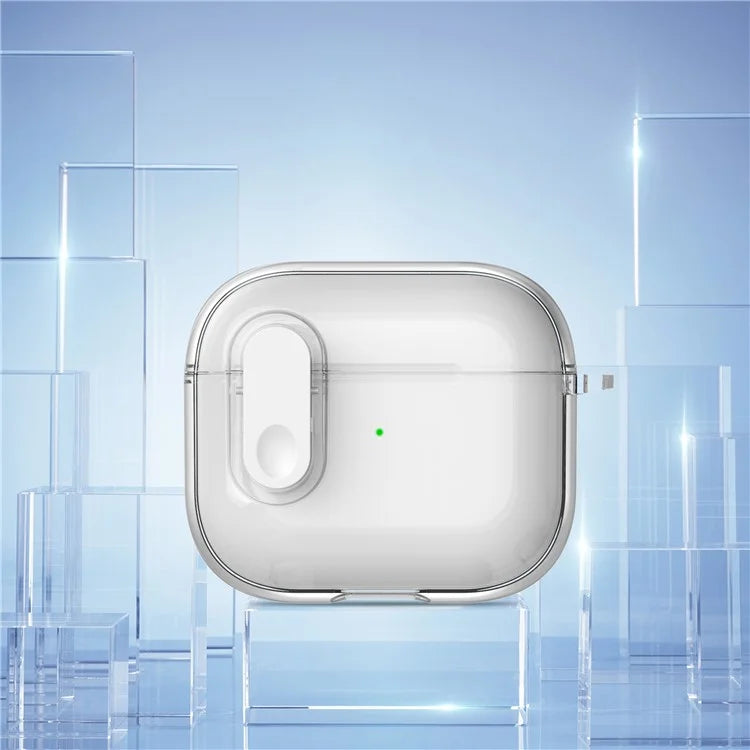 For Apple AirPods 3 Earphone Case PC + TPU Anti-drop Clear Earbud Cover with Hanging Buckle