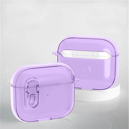 For Apple AirPods 3 Earphone Case PC + TPU Anti-drop Clear Earbud Cover with Hanging Buckle