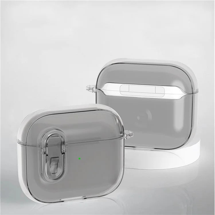 For Apple AirPods 3 Earphone Case PC + TPU Anti-drop Clear Earbud Cover with Hanging Buckle