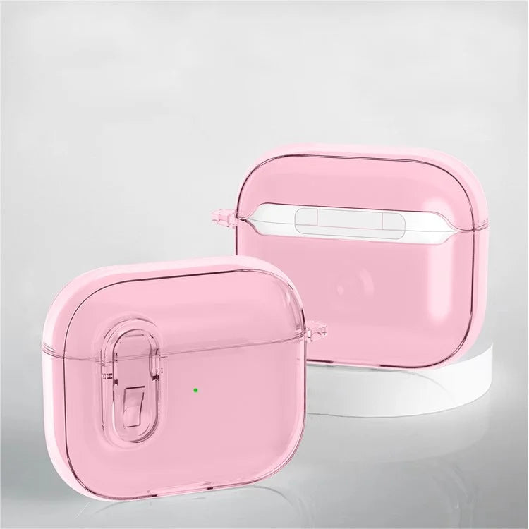 For Apple AirPods 3 Earphone Case PC + TPU Anti-drop Clear Earbud Cover with Hanging Buckle