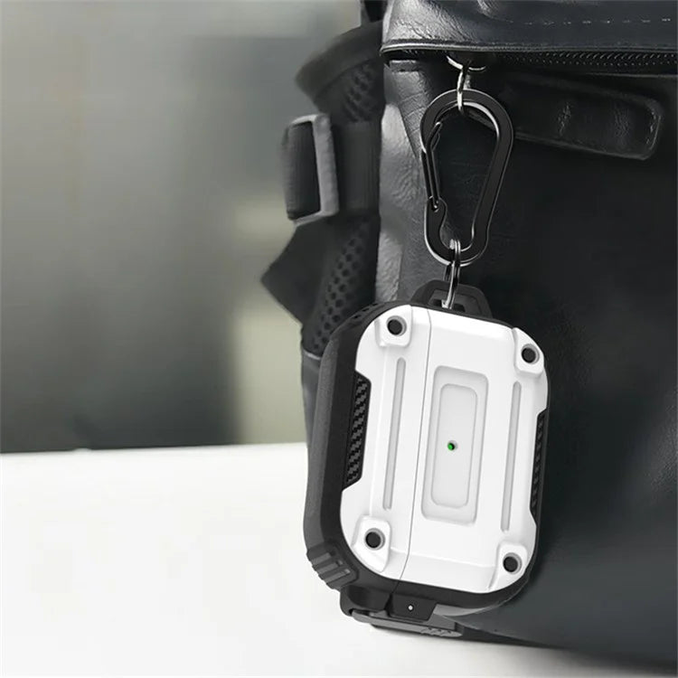 For AirPods Pro 2 Anti-drop PC+TPU Case Bluetooth Earbud Cover with Hanging Buckle