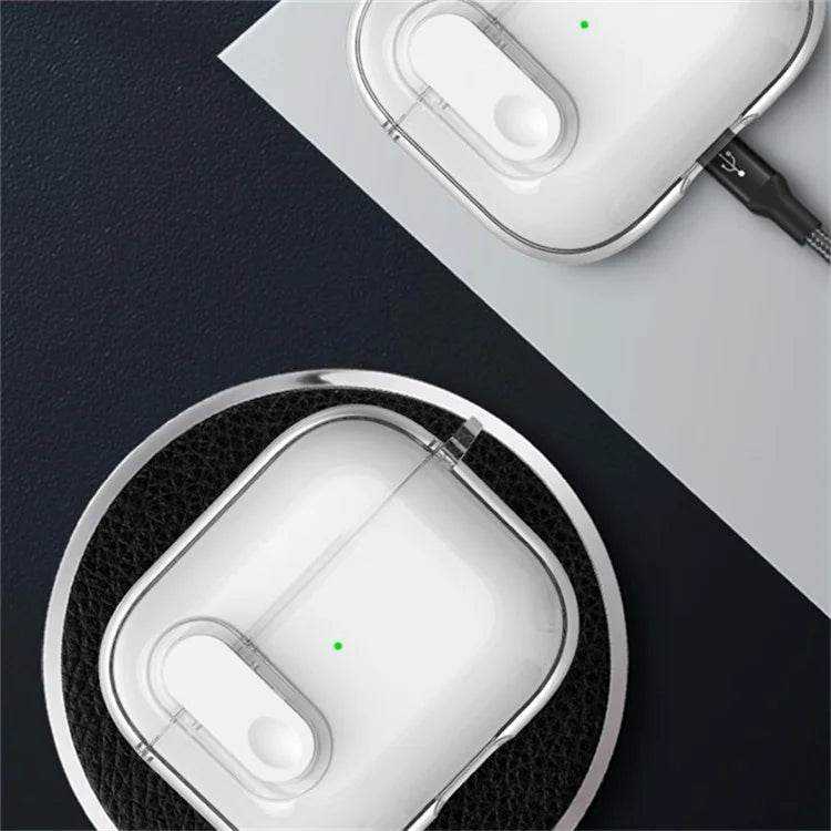 For Apple AirPods Pro 2 Earphone Case Buckle Design Anti-drop TPU Earbud Cover with Carabiner