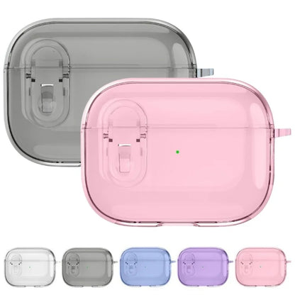 For Apple AirPods Pro 2 Earphone Case Buckle Design Anti-drop TPU Earbud Cover with Carabiner