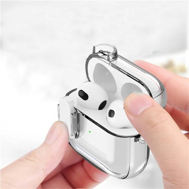 For Apple AirPods Pro 2 Earphone Case Buckle Design Anti-drop TPU Earbud Cover with Carabiner Black