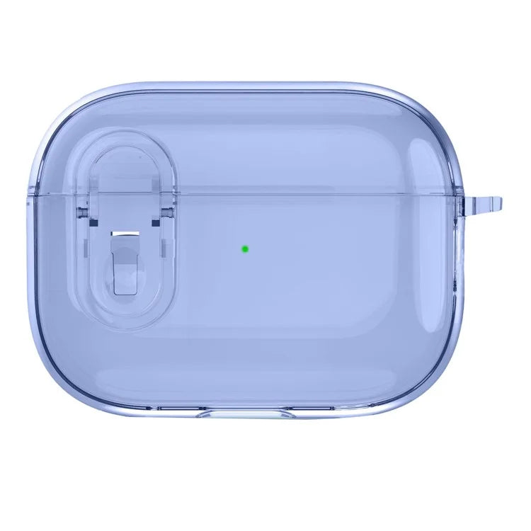 For Apple AirPods Pro 2 Earphone Case Buckle Design Anti-drop TPU Earbud Cover with Carabiner Blue