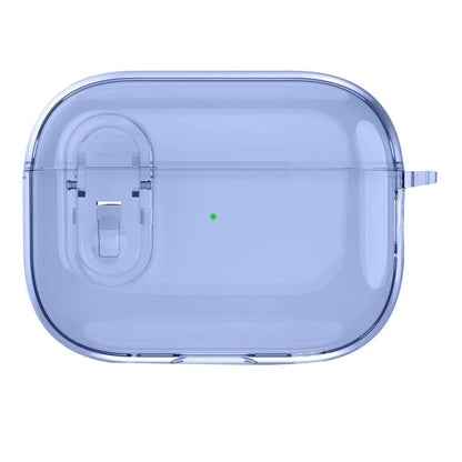 For Apple AirPods Pro TPU Case Buckle Design Bluetooth Earphone Clear Cover with Carabiner