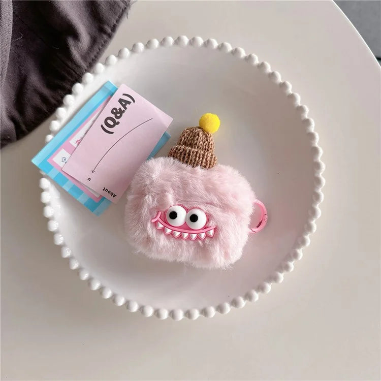 For Apple AirPods Pro Winter Soft Plush Cover Cartoon Shark Design Earphone Protection Case