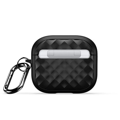 DUX DUCIS PECC Series For Apple AirPods 3 Earbud Carrying Case Rhombus Pattern Protective Cover with Carabiner