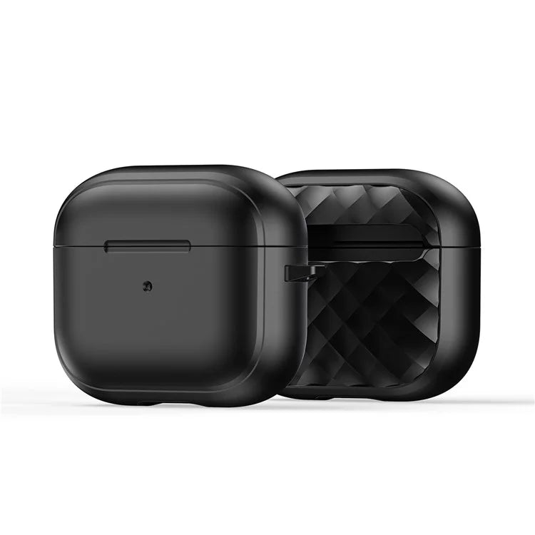 DUX DUCIS PECC Series For Apple AirPods 3 Earbud Carrying Case Rhombus Pattern Protective Cover with Carabiner