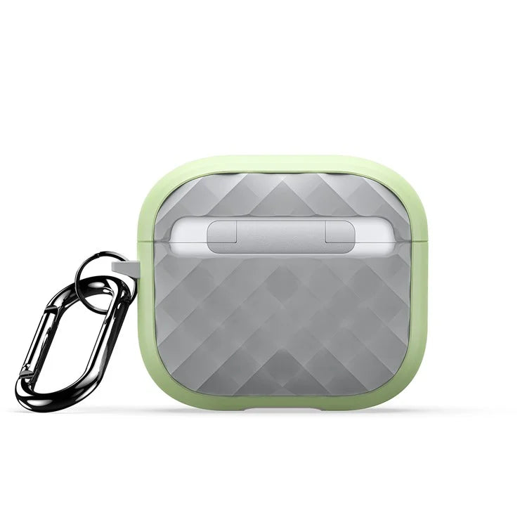 DUX DUCIS PECC Series For Apple AirPods 3 Earbud Carrying Case Rhombus Pattern Protective Cover with Carabiner