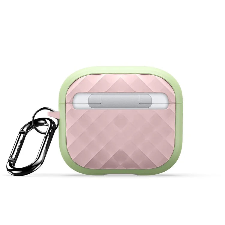 DUX DUCIS PECC Series For Apple AirPods 3 Earbud Carrying Case Rhombus Pattern Protective Cover with Carabiner