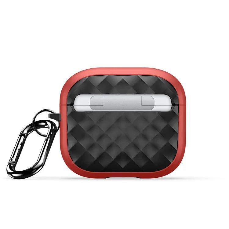 DUX DUCIS PECC Series For Apple AirPods 3 Earbud Carrying Case Rhombus Pattern Protective Cover with Carabiner