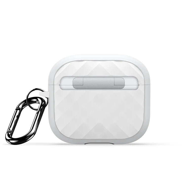 DUX DUCIS PECC Series For Apple AirPods 3 Earbud Carrying Case Rhombus Pattern Protective Cover with Carabiner