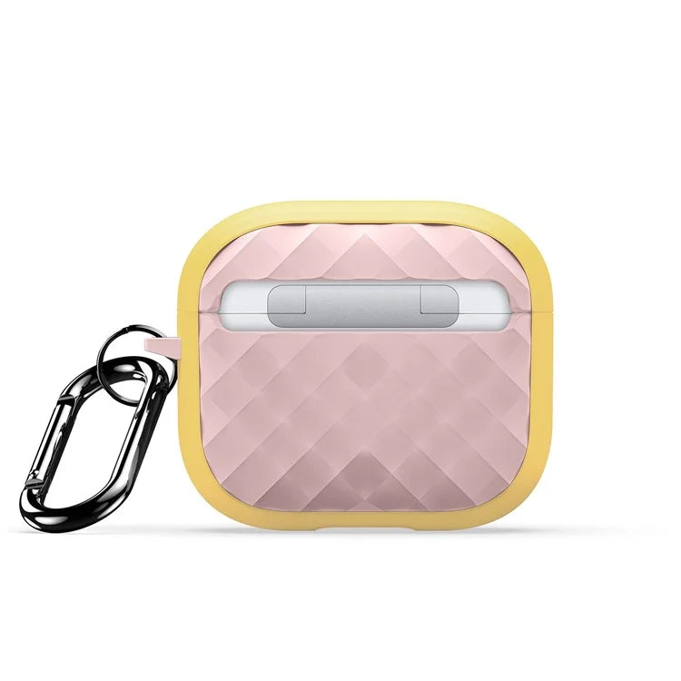 DUX DUCIS PECC Series For Apple AirPods 3 Earbud Carrying Case Rhombus Pattern Protective Cover with Carabiner