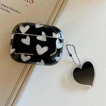 For AirPods Pro 2 Heart Pattern TPU Cover Anti-drop Earphone Protective Case with Pendant