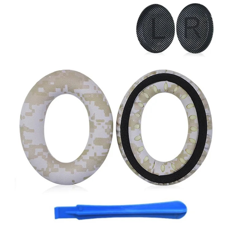 For BOSE QC35  /  QC35 II Camouflage Pattern Protein Leather + Sponge Ear Cushions with Crowbar