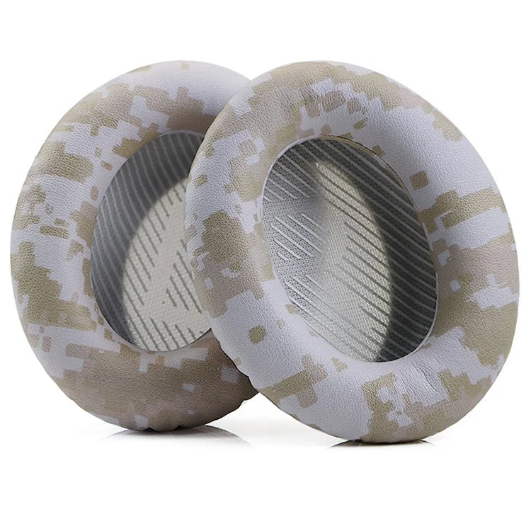 For BOSE QC35  /  QC35 II Camouflage Pattern Protein Leather + Sponge Ear Cushions with Crowbar