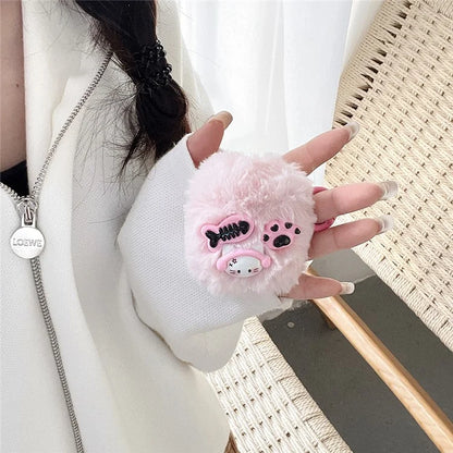 Earphone Sleeve for AirPods with Charging Case (2016) / (2019) / AirPods with Wireless Charging Case (2019) Cartoon Plush+TPU Cover