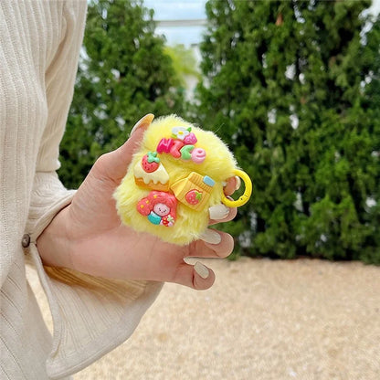 Fluff Earphone Cover for AirPods with Charging Case (2016) / (2019) / AirPods with Wireless Charging Case (2019) Cartoon Case