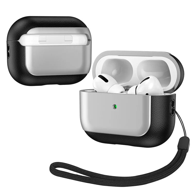 For Apple AirPods Pro Earphone Case Electroplating Protective Cover with Lanyard