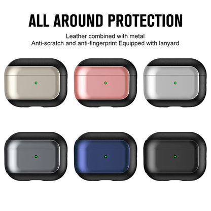 For AirPods Pro 2 TPU Case Litchi Texture Fall Prevention Earphone Cover with Lanyard