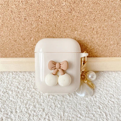 For AirPods with Charging Case (2016)  /  (2019)  /  AirPods with Wireless Charging Case (2019) Cherry Decor TPU Cover with Pendant