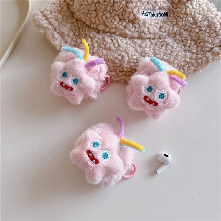 Protection Sleeve for Apple AirPods 3 Cute Star Soft Plush Earphone Cover with Buckle