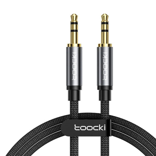 TOOCKI Q-YP05 1m AUX Audio Cable Male to Male 3.5mm Stereo Cable Cord- Grey