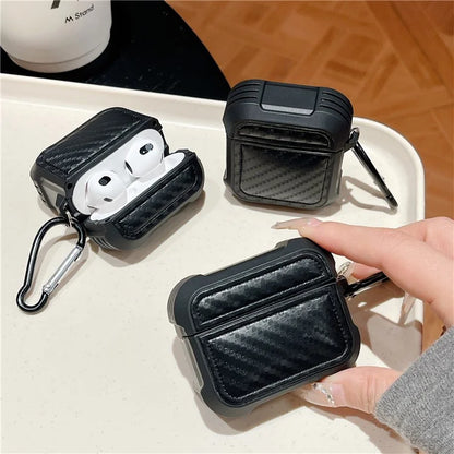 For AirPods 3 Earphone Protector Earphone Sleeve with Anti-lost Buckle Anti-fall Carbon Fiber Design