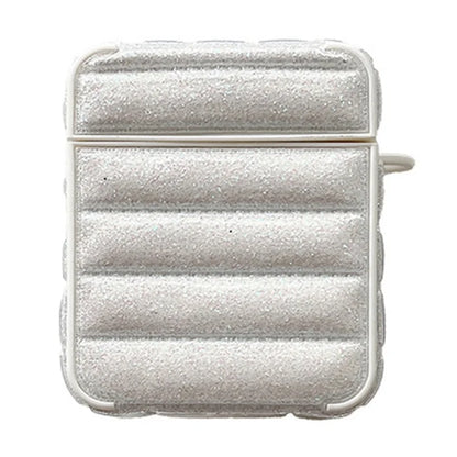 For AirPods with Charging Case (2016) / (2019) / AirPods with Wireless Charging Case (2019) Glitter Cover Down Jacket Design Carrying Case