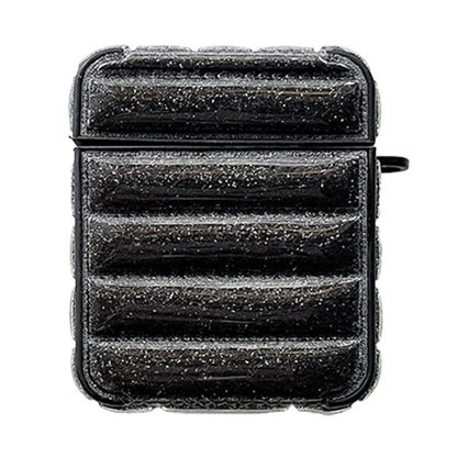 For AirPods with Charging Case (2016) / (2019) / AirPods with Wireless Charging Case (2019) Glitter Cover Down Jacket Design Carrying Case