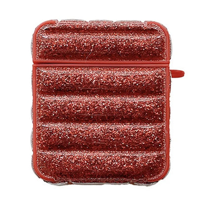 For AirPods with Charging Case (2016) / (2019) / AirPods with Wireless Charging Case (2019) Glitter Cover Down Jacket Design Carrying Case