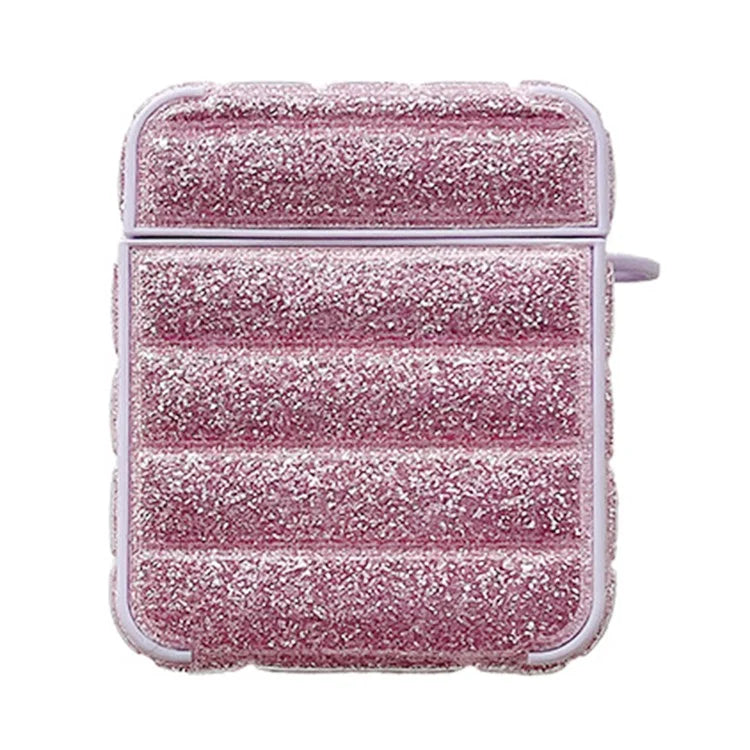 For AirPods with Charging Case (2016) / (2019) / AirPods with Wireless Charging Case (2019) Glitter Cover Down Jacket Design Carrying Case