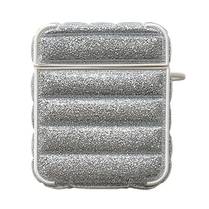 For AirPods with Charging Case (2016) / (2019) / AirPods with Wireless Charging Case (2019) Glitter Cover Down Jacket Design Carrying Case