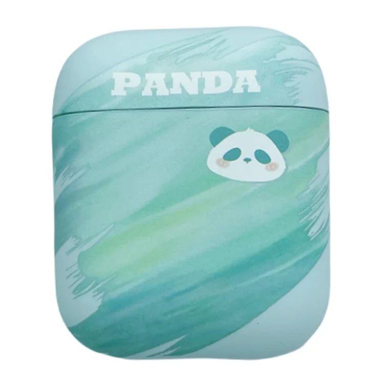 For Apple AirPods with Charging Case (2016) / (2019)  /  AirPods with Wireless Charging Case (2019) PC Case Cartoon Panda Pattern Printing Cover