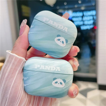 For Apple AirPods Pro Matte PC Case Cartoon Panda Pattern Printing Anti-scratch Protective Cover