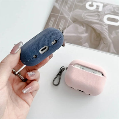 For Apple AirPods Pro Earphone Protective Cover TPU Phone Case with Metal Buckle Suede Texture Design