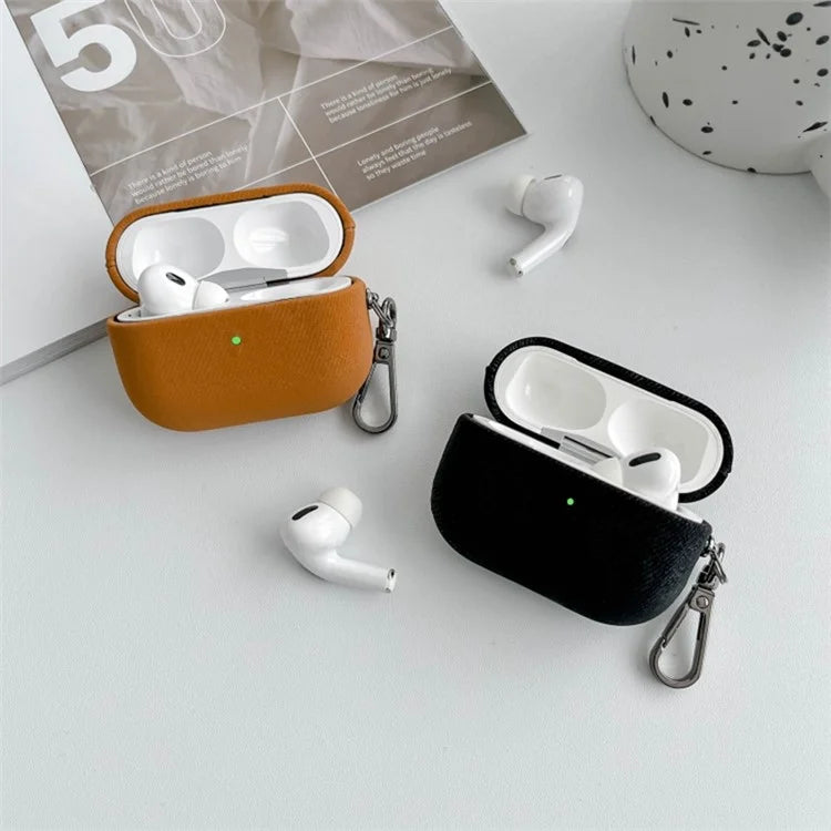 For Apple AirPods Pro Earphone Protective Cover TPU Phone Case with Metal Buckle Suede Texture Design