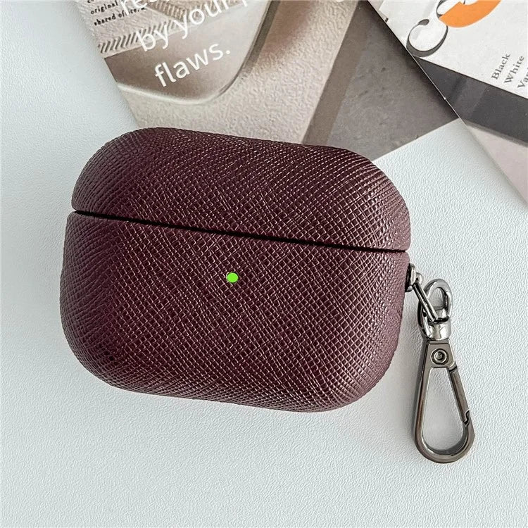 For Apple AirPods 3 Cross Texture Bluetooth Earphone Cover PU Leather Protective Case