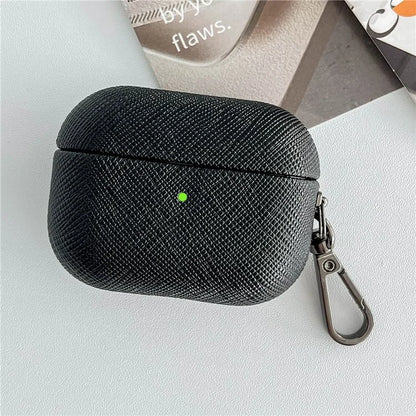 For Apple AirPods 3 Cross Texture Bluetooth Earphone Cover PU Leather Protective Case