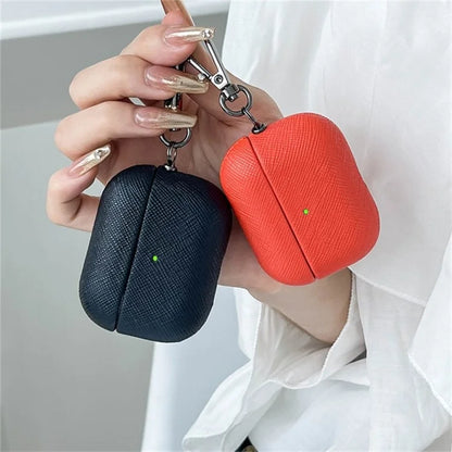 For Apple AirPods 3 Cross Texture Bluetooth Earphone Cover PU Leather Protective Case