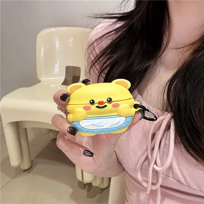 For Apple AirPods Pro / Pro 2 Case Bluetooth Earphone Protective Sleeve Cute Apron Bear Design