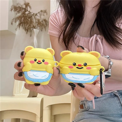 For Apple AirPods Pro / Pro 2 Case Bluetooth Earphone Protective Sleeve Cute Apron Bear Design