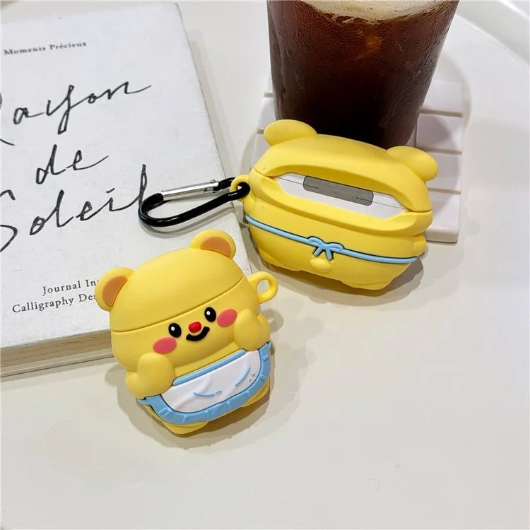 For Apple AirPods 3 Cartoon Apron Bear Bluetooth Earphone Protective Cover Silicone Case